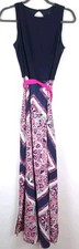 Jessica Howard Maxi Dress Womens 8 Tank Scarf Print Keyhole Back Coastal Resort
