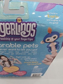 Fingerlings Baby Monkey Boris Blue Interactive Toy WowWee