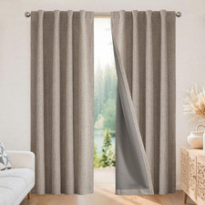 Joydeco 100 Blackout Curtains for Bedroom - 52"W x 96"L Pack of 2 , Linen