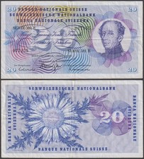 Switzerland, 20 Franken, 1974, VF++ (3 pinholes), P-46