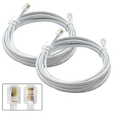 2 Pack Phone Cable 15 FT Short Telephone Line Cord RJ11 6P4C Landline White