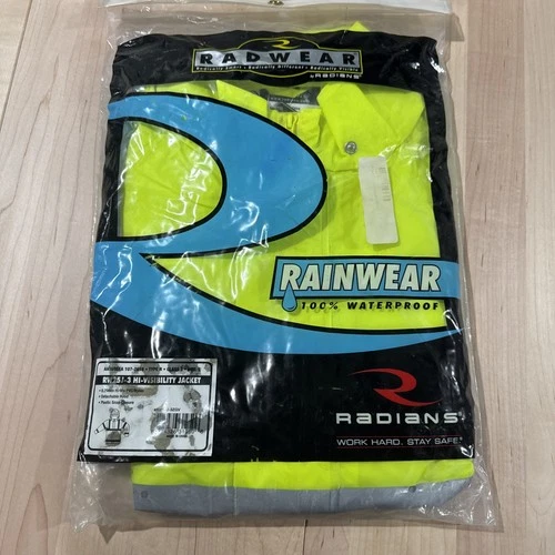 Radwear Neon Green Reflective Safety Jacket Men's Large NWT video thumbnail