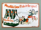 VINTAGE 12x8" MOUNTAIN DEW 6 PACK SODA POP GASOLINE OIL PORCELAIN GAS SIGN