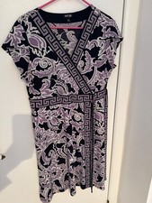 Beautiful Geometrical SS Wrap Dress Women Large with Tie Comfortable dress