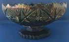 Vintage Imperial Carnival Glass Bowl Smokey Amethyst And Peacock