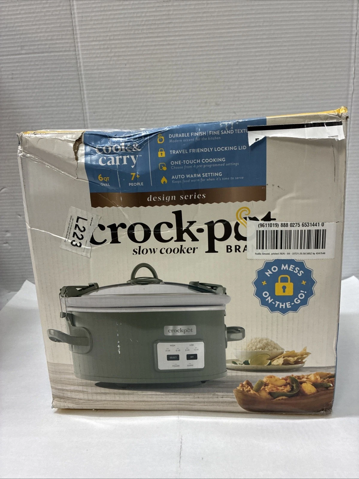 Crock-Pot Locking Lid 6qt Cook and Carry Programmable Slow Cooker Moonshine G...