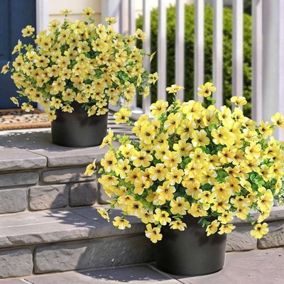 Artificial Morning Glory & Eucalyptus Topiary Trees - Set of 2 Faux Silk Flow...