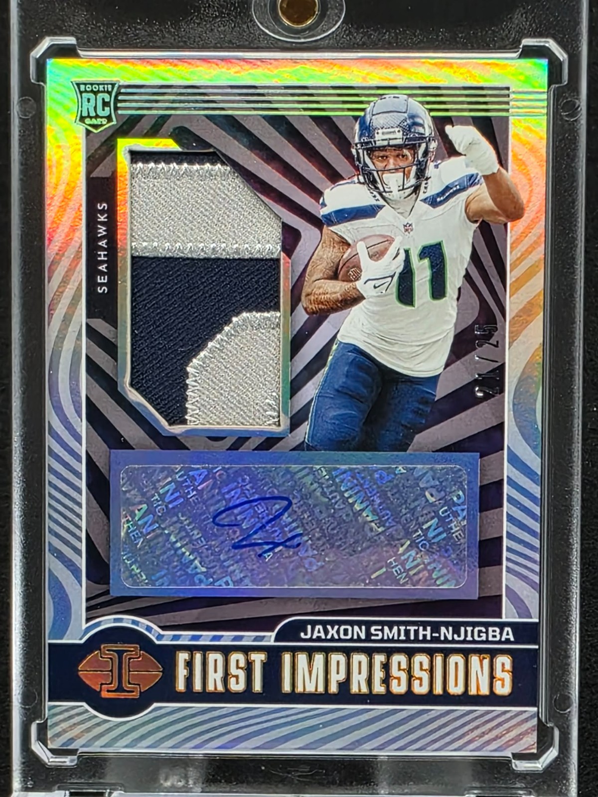 Jaxon Smith-Njigba 2023 Illusions First Impressions Rookie RC Patch Auto 25 GOLD