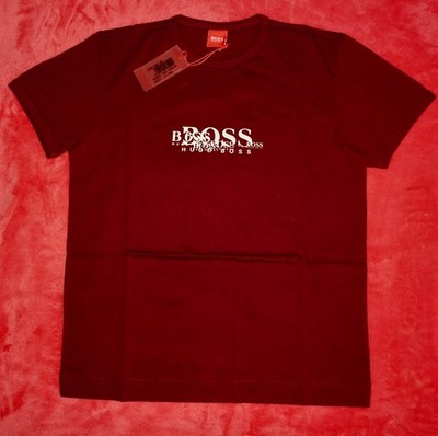 Hugo Boss T-Shirt Men's Slim XL Burgundy Logo Graphic Cotton Tee NWT