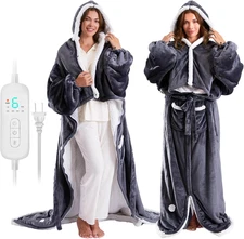 Wearable Heated Blanket Electric Snuggle Throw Blankets,Flannel&Sherpa Heating B