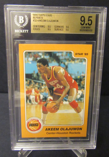 1996 Topps Stars Reprints #33 Hakeem Olajuwon BGS 9.5 GEM MINT Star '85 Rockets