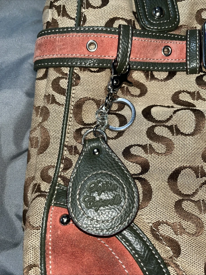 Sophia Caperelli Signature Logo Lona 3 Secciones Cartera Bolso de Hombro Gamuza Foto 3 de 4