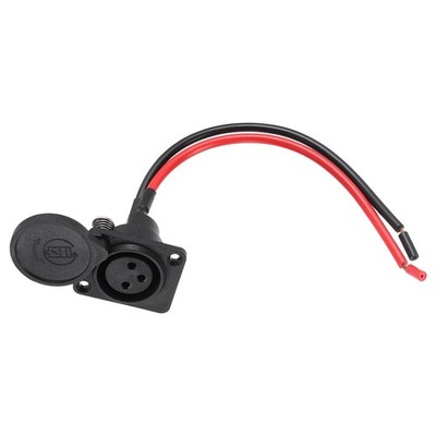 XLR Charging Port Socket, 3 Pin with Bare Wire Waterproof Cover, 7''