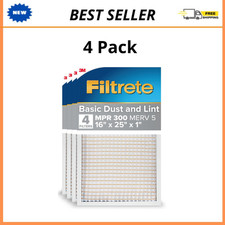 4 Pack Filtrete 16x25x1 Air Filter, MPR 300 M...
