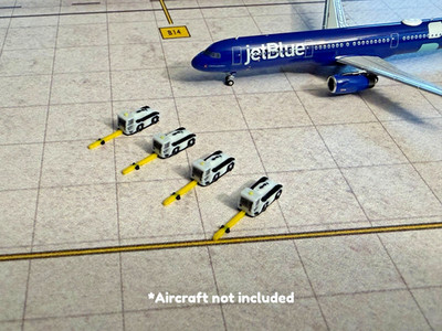 1:400 Model Airport Accessories - 4 Piece ''Narrow-Body'' Pushback TUG Set (White)