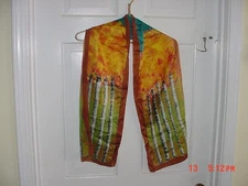 WOMEN'S LONG SCARF WITH FALL COLORS  ARTIST SIGNED 10.5" x 56"