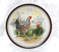 Vintage Hassenpflug HK Vienna Austria Rooster, Hen, Chicks Signed H.Arndt Plate