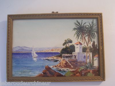 Seascape Watercolor Painting Saint Raphael Mediterranean, Framed, Signed