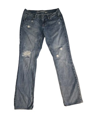 Vintage American Eagle Jeans 77 Womens 8 Straight 30 x 32 Distressed Low Rise