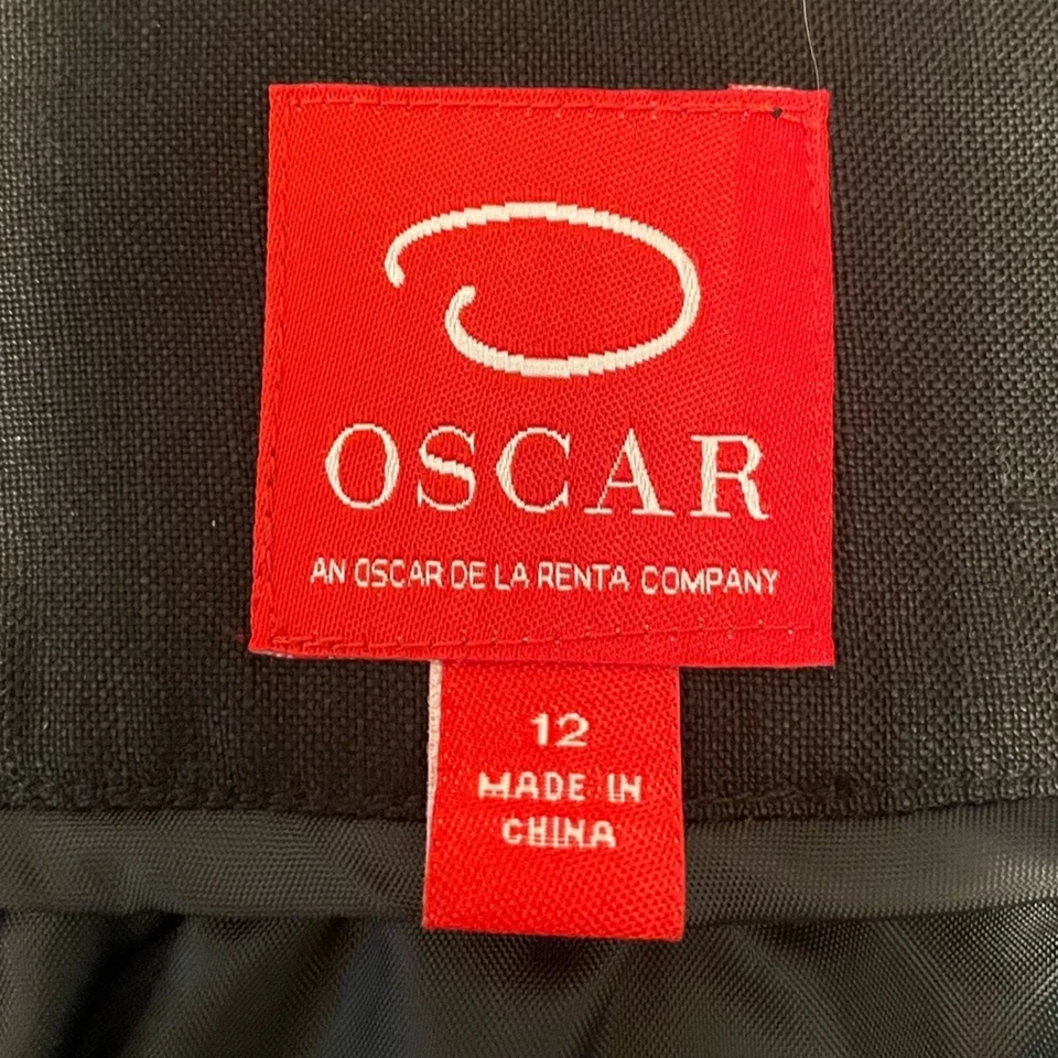 Oscar de la Renta Chaqueta Blazer Forrada Recortada Negra Capa 12 L L L Lino Foto 3 de 3