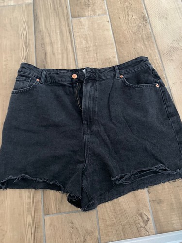 Waist Black Denim Shorts 