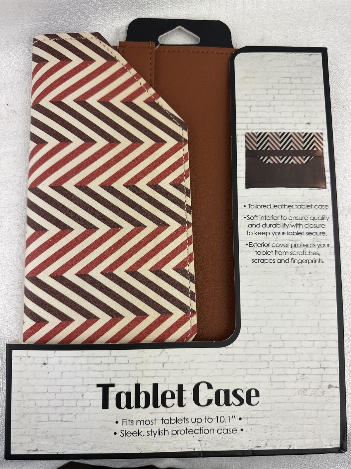 Tablet Case Brown and Red 8X10.5 Inches Tailored Leather Soft Interior-image