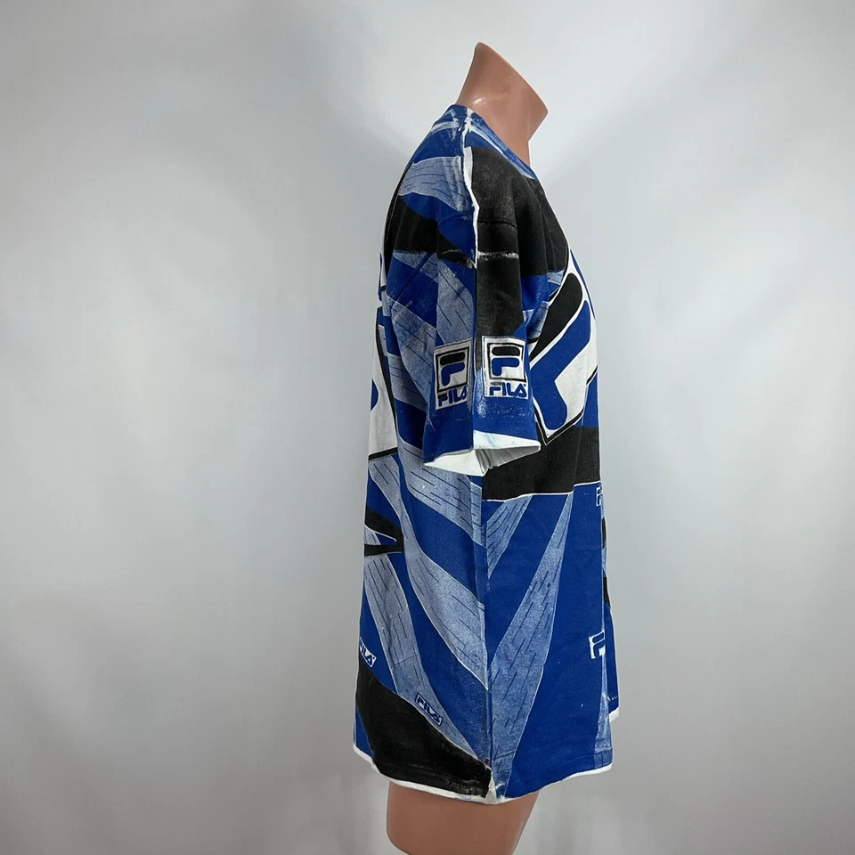 Camiseta Fila De Colección Años 90 Estampado Completo Peso Pesado Puntada Única Nueva Sin Etiquetas L AOP Foto 4 de 4