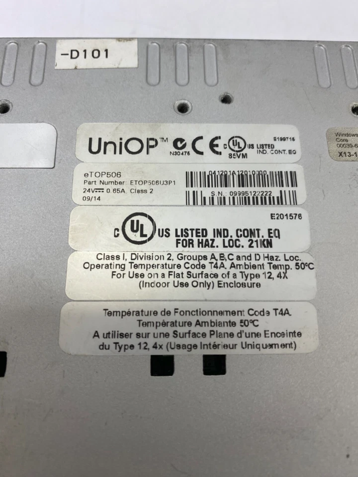 UniOP etop506 Model: eTOP506U3P1 Hmi Touch control Panel - Image 3 of 4