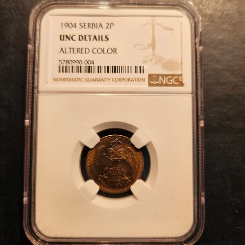 SERBIA 2 PARE 1904 NGC UNC DETAILS