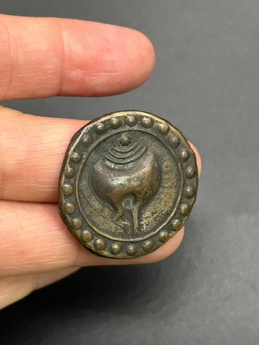 (8,28 g) Moneta Vecchia Latta Grande Conchiglia Funan Kingdoms Meravigliosa Molto Rara!!! #S507 - Foto 10 di 17