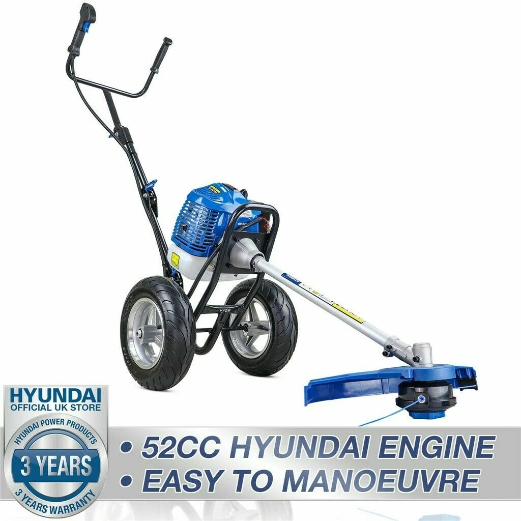HYUNDAI Petrol Grass Trimmer Strimmer Push Wheeled Lightweight