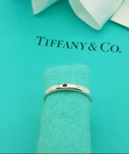 Tiffany & Co Silver Elsa Peretti Red Rub Stacking Band Ring size L1/2UK,6US,52EU - Picture 3 of 7