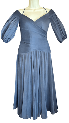 ZIMMERMANN off-shoulder pleated midi dress in Navy Blue NWOT Size 0 | eBay