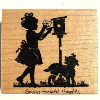 Stanpin  Up Sending Thankful Thoughts Wood Mounted Rubber Stamp New 2.5 x2.75 