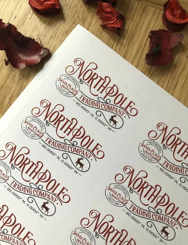 Christmas North Pole Sticker lable for gifts wrapping crafts x 24 stickers