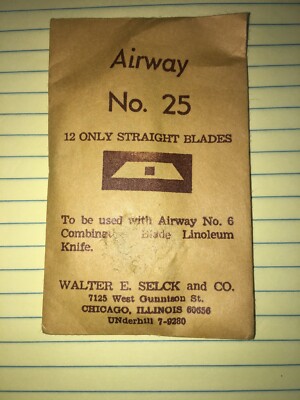 Gundlach # 25 Airway Vinyl Flooring Straight Knife Blades, 12 Pcs