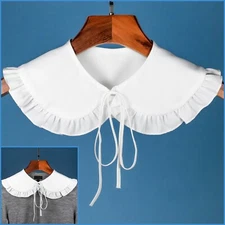 White Vintage Ruffle Peter Pan Polyester Oversize Collar False Faux Detachable