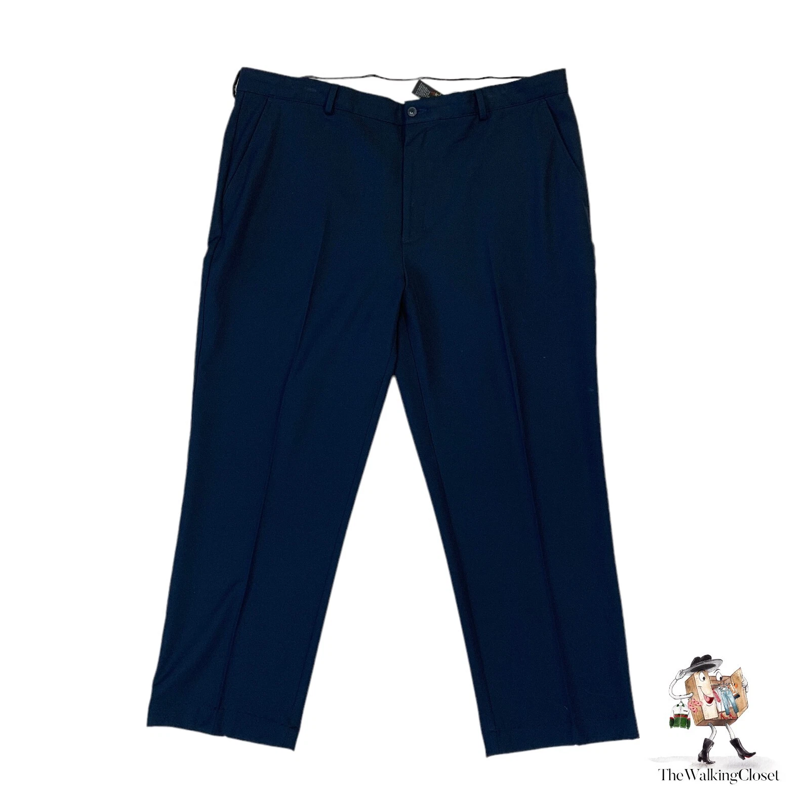 Greg Norman Golf Pants Mens 40 Navy Blue Flat Front High Waisted Stretch Tapered