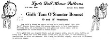 Girls' Tam O'Shanter Bonnet Doll 10" 13" Headsize - Lyn's Doll House Patterns