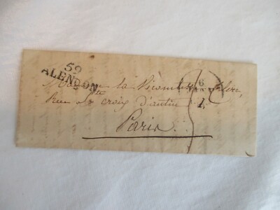 DEP. ACTUEL 61 75 Marque Postale / lettre  59 ALENCON > PARIS 1829