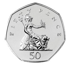 Circulated 50p 1969 - 2008 Fifty Pence Coin British Britannia Coins Large Small