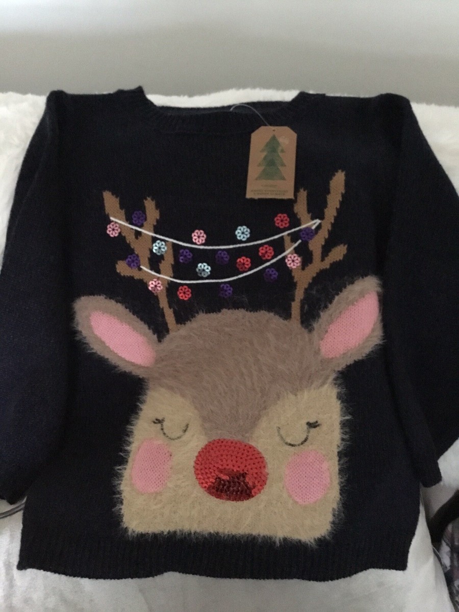 Sweatshirt George Girls Jumpers Reindeer Christmas Jumpers George