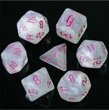 Cool Pink Orcish Script Dice Set RPG DnD Dungeons Dragons AD&D Pathfinder