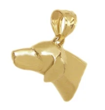 New 14k Yellow Gold Pointer Dog Pendant