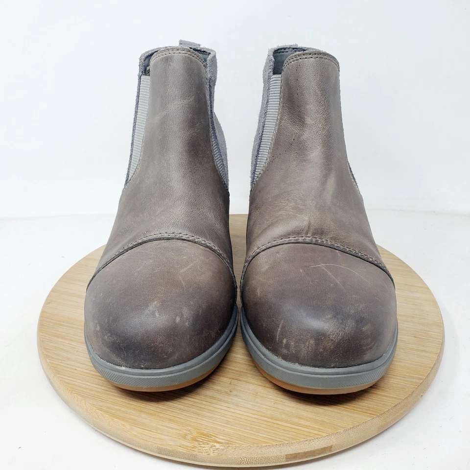 Sorel Chelsea ботинки женщин 6 Evie серый кожаный скрытый на танкетке каблук зимние туфли - Изображение 3 из 4