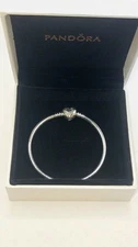 Authentic Pandora Sterling Silver Moments Heart Bangle Bracelet 6.7, 7.5 & 8.3