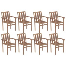 1/2/4/6/8x Solid Teak Wood Stackable Garden Chairs Seating Garden Patio vidaXL