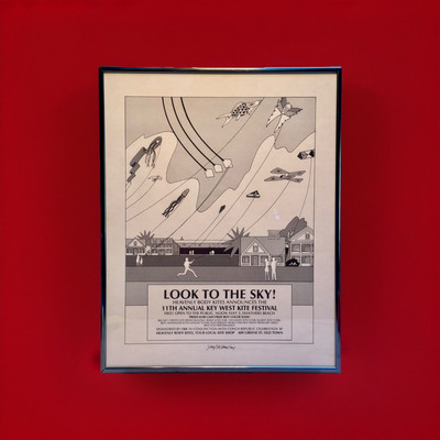 Key West Kite Festival Poster 1987 Framed: Smathers Beach Conch Republic Cel.