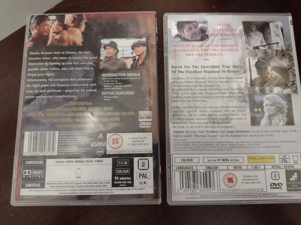 DEATH HUNT..HARD TIMES..2 REGION 2 DVD LOT..C. BRONSON..LEE MARVIN..FREE SHIP Foto 2 de 4