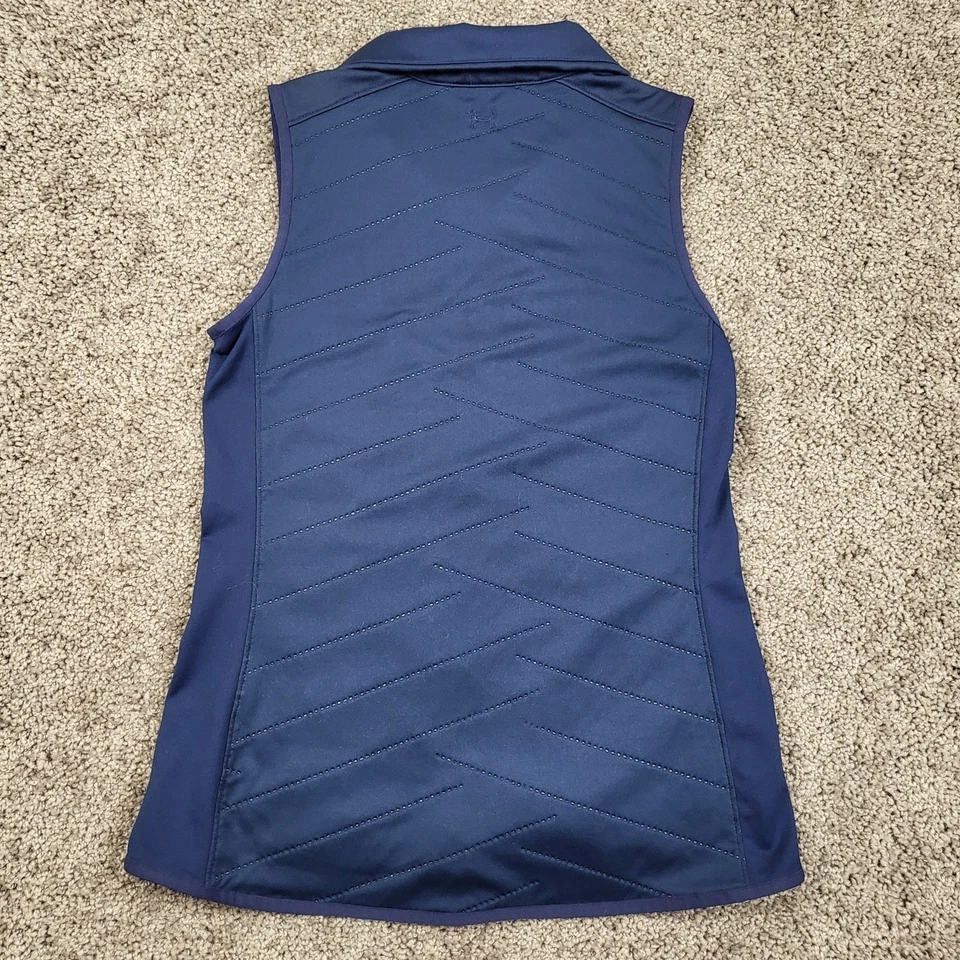 Under Armour ColdGear Womens XS Navy Blue Quilted Full Zip Golf Vest Fitted - Image 3 of 4